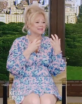 Caroline Rhea’s pink smocked dress on Live with Kelly and Ryan