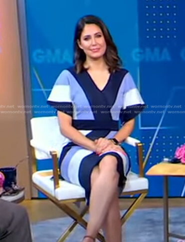 Cecilia's blue striped wrap dress on Good Morning America