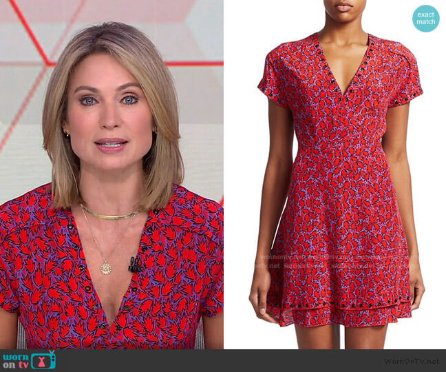 WornOnTV: Amy’s red printed v-neck dress on Good Morning America | Amy ...