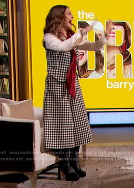 Drew’s houndstooth vest and pants on The Drew Barrymore Show