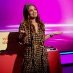 Drew’s brown printed shirtdress on The Drew Barrymore Show