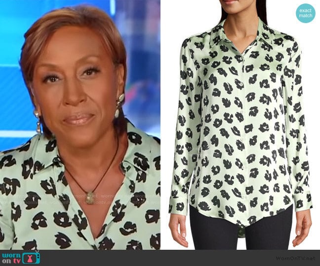 WornOnTV: Robin’s light green floral blouse on Good Morning America ...