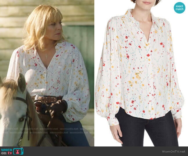 Equipment Marcilly Blouse worn by Margaret Monreaux (Kim Cattrall) on Filthy Rich