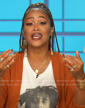 Eve's white Bob Marley top on The Talk