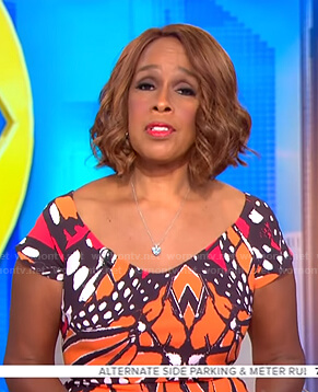 Gayle’s butterfly print dress on CBS This Morning