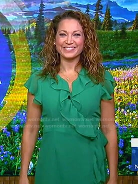 Ginger’s green ruffle wrap dress on Good Morning America