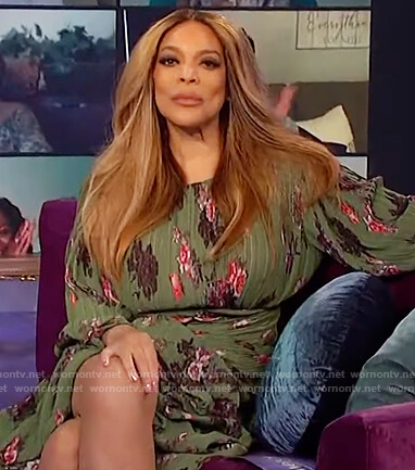 Wendy’s green floral draped dress on The Wendy Williams Show
