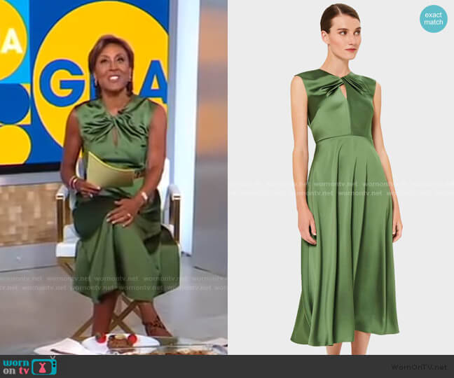 WornOnTV: Robin’s green twist neck satin dress on Good Morning America ...