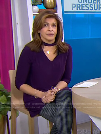 Hoda’s purple choker neck top on Today