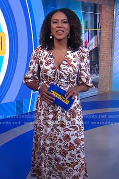 Janai's white floral tie front dress on Good Morning America