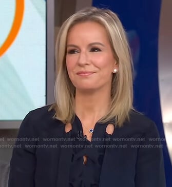 Dr. Jennifer Ashton’s navy lace-up blouse on Good Morning America