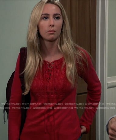 Josslyn’s red lace up top on General Hospital