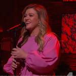 Kelly’s pink rope tie waist dress on The Kelly Clarkson Show