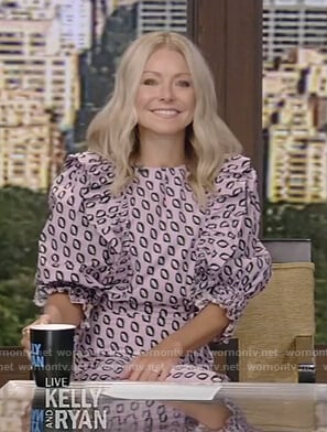 Kelly's printed ruffle dress on Live with Kelly and Ryan