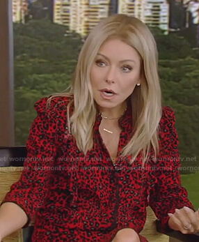 Kelly’s red leopard ruffle shirtdress on Live with Kelly and Ryan