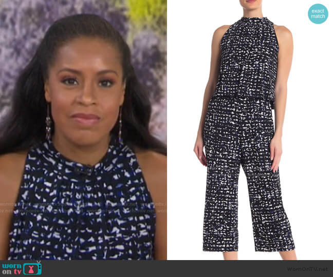 Skyler Cropped Print Jumpsuit by Leota worn by Sheinelle Jones on Today