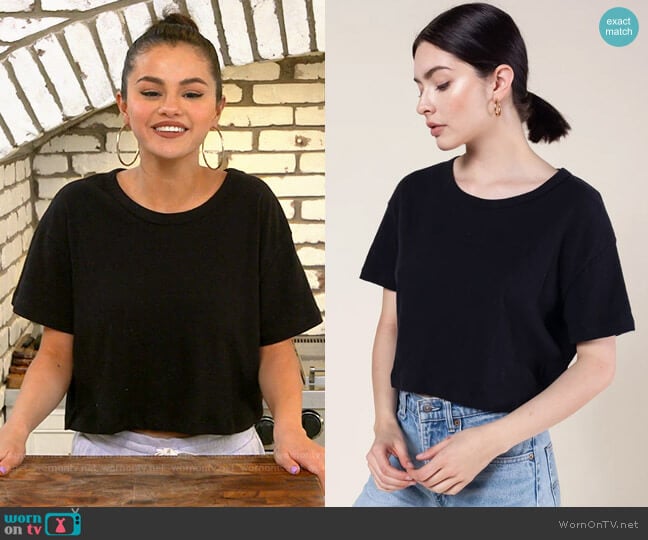 Leset Cropped Boxy Tee worn by Selena Gomez on Selena + Chef