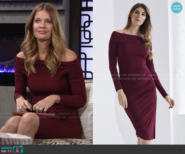 Carte Blanche Bardot Dress by Me & Thee worn by Phyllis Summers (Michelle Stafford) on The Young and the Restless