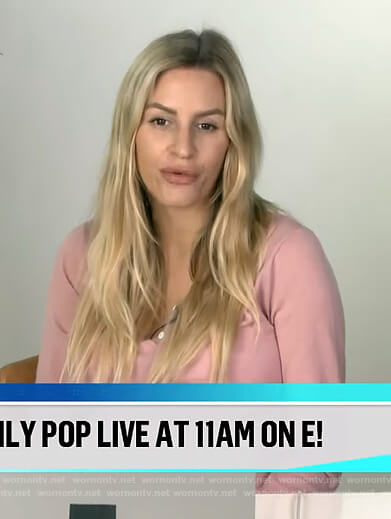 Morgan's pink cropped sweater on E! News Daily Pop