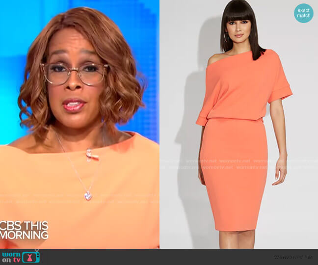 Off-Shoulder Sheath Dress - Gabrielle Union Collection by New York & Company worn by Gayle King on CBS Mornings