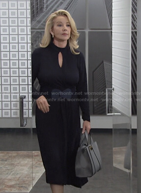 Nikki’s navy keyhole midi dress on The Young and the Restless