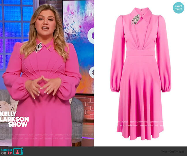 WornOnTV: Kelly’s pink embellished collar dress on The Kelly Clarkson ...