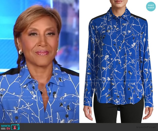 WornOnTV: Robin’s blue floral blouse on Good Morning America | Robin ...