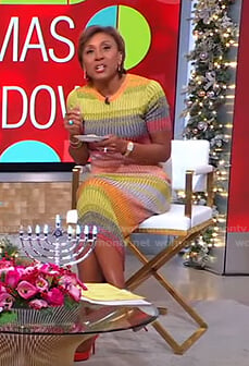 Robin’s multicolor striped ribbed knit dress on Good Morning America