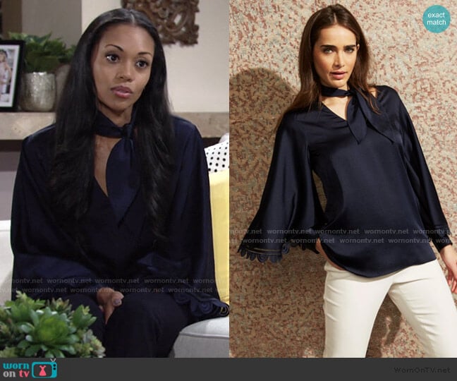 Adelaide Blouse by Sachin & Babi worn by Amanda Sinclair (Mishael Morgan) on The Young and the Restless