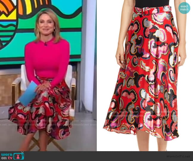 WornOnTV: Amy’s pink top and red floral skirt on Good Morning America ...