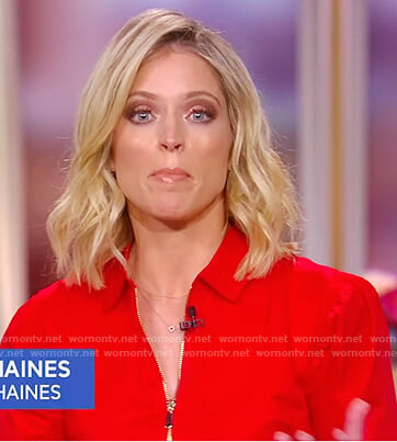 Sara’s red zip front jumpsuit on The View