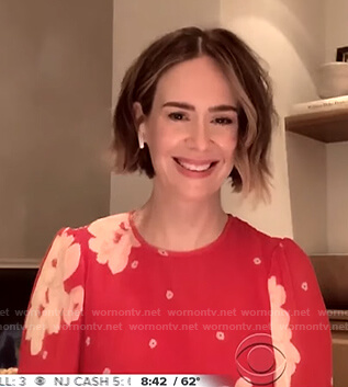 Sarah Paulson’s red floral dress on CBS This Morning