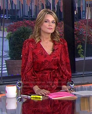 Savannah’s red floral v-neck dress on Today