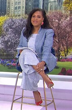 Sheinelle's blue striped jumpsuit and blazer on Today