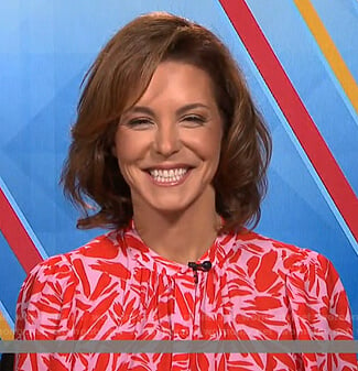 Stephanie Ruhle’s pink and red printed blouse on Today