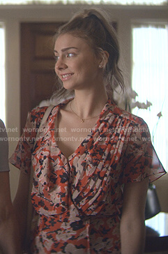 Sterling’s red floral ruffle dress on Teenage Bounty Hunters