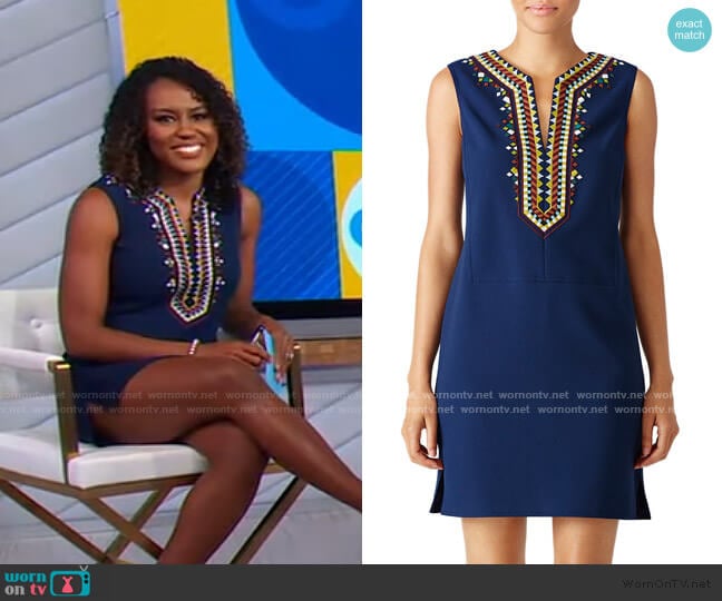 Embroidered Sophia Shift Dress by Tory Burch worn by Janai Norman on Good Morning America