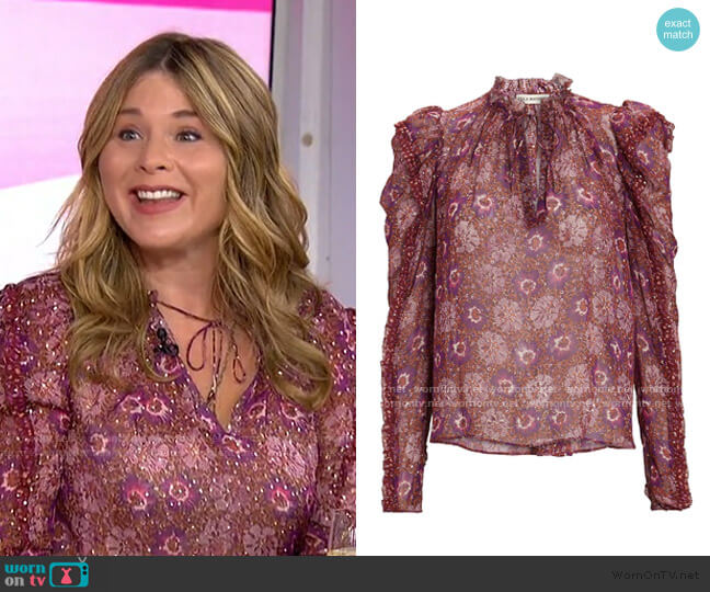 Marilla Floral Chiffon Blouse by Ulla Johnson worn by Jenna Bush Hager on Today