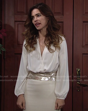 Victoria’s white wrap blouse on The Young and the Restless