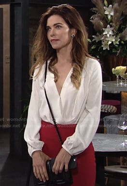 Victoria’s white wrap blouse on The Young and the Restless