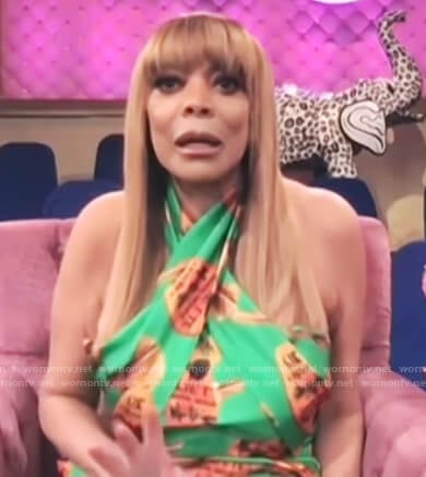 Wendy Williams’s green printed wrap dress on E! News Daily Pop