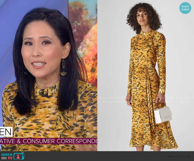 WornOnTV: Vicky Nguyen’s yellow printed ruffle dress on Today | Vicky ...