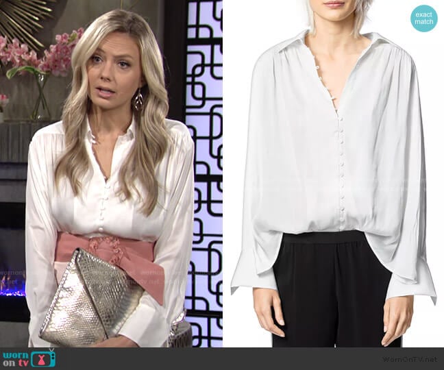 Trent Button-Front Satin Shirt by Zadig & Voltaire worn by Abby Newman (Melissa Ordway) on The Young and the Restless