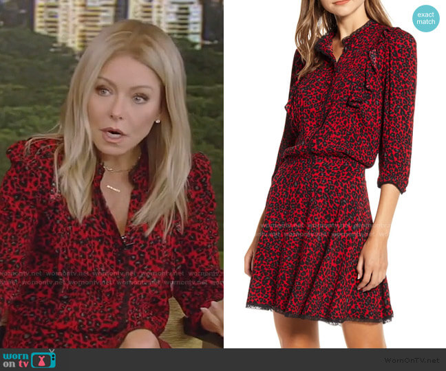 Remo Leopard Print Blouson Shirtdress by Zadig & Voltaire worn by Kelly Ripa on Live with Kelly and Mark