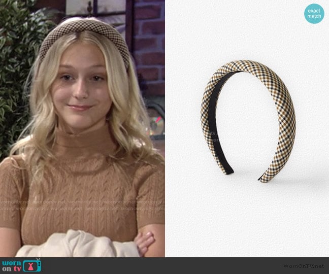 Wide Check Headband by Zara worn by Faith Newman (Alyvia Alyn Lind) on The Young and the Restless