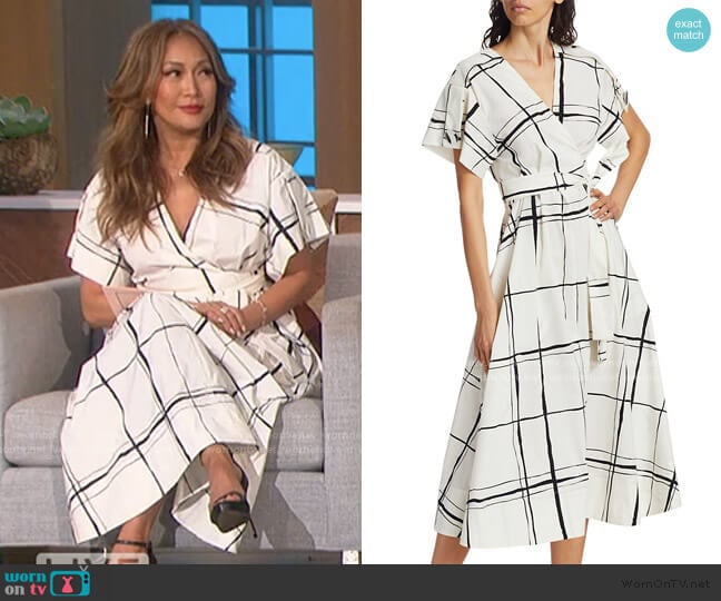 Windowpane Wrap Midi Dress by 3.1 Phillip Lim worn by Carrie Inaba on The Talk