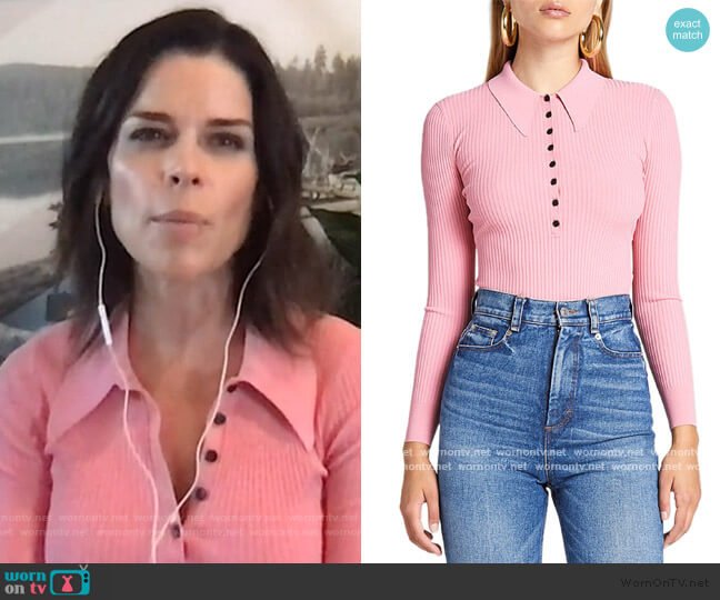 Lance Long-Sleeve Polo by A.L.C. worn by Neve Campbell on The Talk