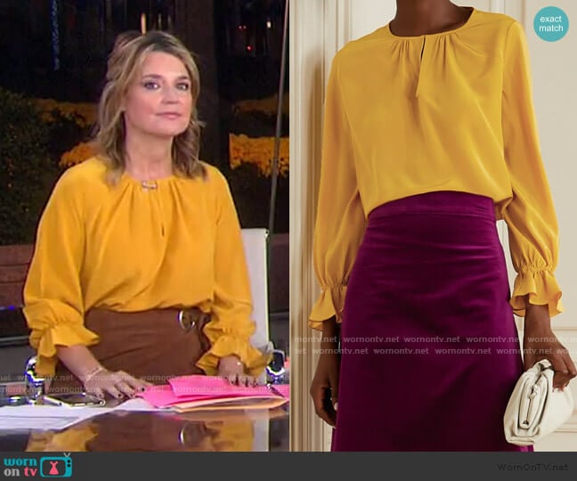 Amanda Silk crepe de chine Top by ARoss Girl x Soler worn by Savannah Guthrie on Today