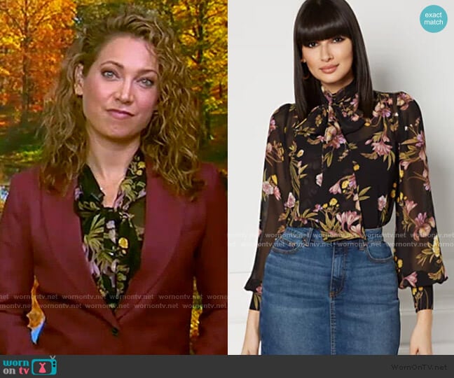 Aspen Bow Blouse - Eva Mendes Collection by New York & Company worn by Ginger Zee on Good Morning America