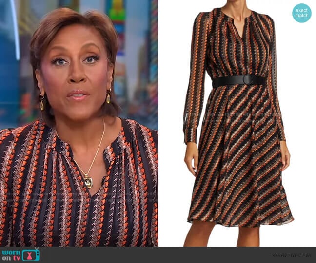 WornOnTV: Robin’s houndstooth split-neck dress on Good Morning America ...